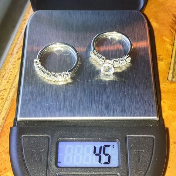 Natural White Topaz Sterling Silver Ring Set Size 6 - Picture 9 of 9